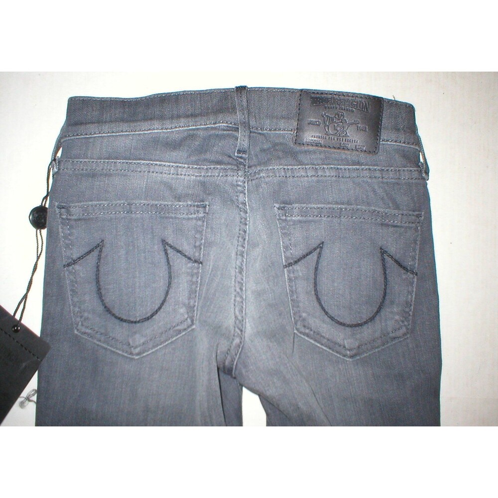 New Womens True Religion Brand Jeans Cora Metal Studs Destroyed Black NWT USA 24 - Picture 4 of 6